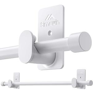 Curtain Rods No Drilling for Windows 30 to 60 Inches, 5/8 Inch Diameter No Drill Small Curtain Rod Set with 3M Adhesive Brackets, White