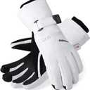 Waterproof Warm 3M Thinsulate Snow Gloves - Touchscreen, Cold Weather Winter Gloves for Snowboarding, Fits Both Men & Women (Small, White)