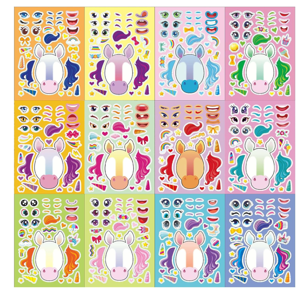 36 PCS Make-a-face Sticker Sheets Large Make Your Own Mix and Match Stickers for Kids Sticker Play Set Reusable Stickers Fantasy Kids Arts and Crafts Activity Party Favor Supplies Craft (Princess)