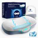 Napninja Adaptive Cervical Neck Pillow for Neck Pain Relief, Premium Pillow SKINFOAM, Ergonomic, Supportive, Cooling Fabric, Reduces Neck Fatigue (Blue&White)