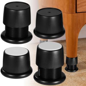 4 Pcs Furniture Risers, Adjustable Bed Risers, 1.6-2.5" Adjustable Height, Heavy-Duty Plastic Stoppers, Tablecloth Leg Extenders for Tables, Couches, Desks, Appliances, Small Furniture