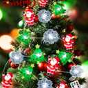 Christmas String Lights Decoration, 10ft 30LED Christmas Tree Santa Snowflake Fairy Lights Battery Operated with Remote, 8 Modes & Timer, Twinkle Light for Xmas Tree Party Indoor Outdoor Decoration (Red Green White)