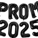 2 x Prom 2025 Balloons Black 16 Inch Prom 2025 Party Graduation Banner Decorations for 2025 Prom Night Graduation Party Decorations