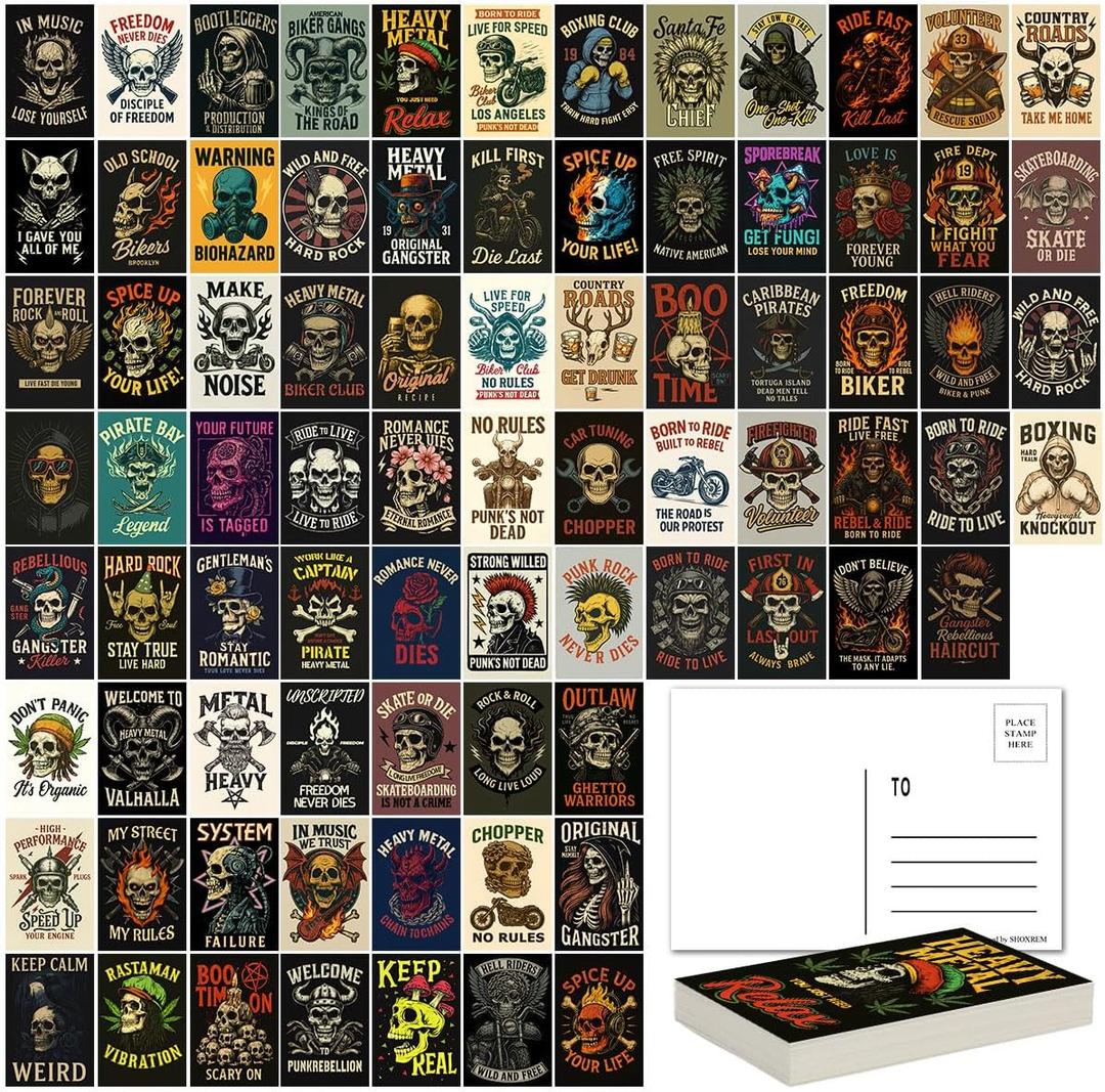 SHOXREM 80 Pcs Punk Rock Postcard, 70s 80s 90s Retro Rapper Posters, Dark Academia Wall Art, 4x6 Inch