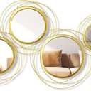Hicarer 4 Pcs Decorative Wall Mirror Round Modern Circle Mounted Mirror Metal Wall Art Decor for Bedroom Living Room Entryway Dining Room Hallway(Gold)