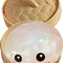 Glitter Dumpling, Glitter Dumpling Squishy with Box, Glitter Squishy Dumplings Sensory Squeeze Toy for Stress Relief (White)