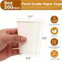 300 Pack 8 oz Paper Cups, Disposable White Hot and Cold Coffee Cups for Water, Tea, Juice, Cocoa, Bulk Party Office Home Travel