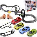 Slot Car Race Track Sets, 23ft Battery Powered or Electric Track with 4 Slot Cars, Dual Racing Game Lap Counters, Race Track Set Features a Loop, Turns, Straightaways and a Crossover for Boys Age 6-12
