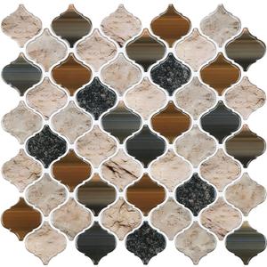 STICKGOO Arabesque Tile Peel and Stick Backsplash, 12X12 Self Adhesive Wall Tiles (Pack of 10, Thicker Design) (Sandstone)