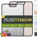 2 in 1 Pure Titanium Cutting Boards for Kitchen Chopping Board with Handle Large Big Small Kitchen Meat Butcher Block Not Stainless Steel Wood Bamboo Glass Rubber Plastic Silicone Acrylic Teak Sink (Grey/Beige)