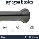 Amazon Basics No Drill Adjustable Sturdy Spring Tension Curtain Rod, 54-90", Black, Classic Finial