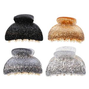 4 Pcs Acrylic Hair Claw Clips Glitter Non Slip Hair Barrette Jaw Clamps Ponytail Holder Hair Accessories for Women and Girls