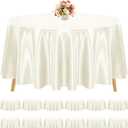 12 Pack Ivory Satin Tablecloth, 108 Inch Round Silky Satin Table Cloth, Bright Silk Tablecloth Smooth Fabric Table Covers Overlay Silky Tables Decoration for Wedding Party Banquet Birthday