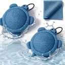 Hot Tub Scum Absorber (2 Pack Turtle) Oil Absorbing Sponge for Spa & Pool, Floating Cleaner Removes Body Oils, Lotion & Dirt, Keeps Water Clean with Extra Cleaning Cloth