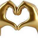 Hand Gesture Statues-Heart Shape Finger Statues Gold Home Decor Modern Style Figurine Decorative Ornaments for Living Room, Bedroom, Office Desktop, Cabinets