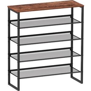 Shoe Rack - Sturdy Steel Shoe Organizer for Front Door Entrance Closet Entryway with Spacious Top - Industrial Style Strong Mesh Storage Shelves (5-Tier 11.8"x36.2"x31.5")