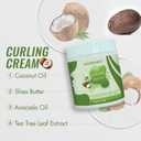 Hydrating Curl Cream with Coconut Oil for Curly Hair, Curl Defining Cream Enhances Waves for Women, Reduce Frizz, Define Textures, Curly Hair Products, 8.8oz