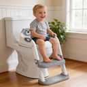 Potty Training Seat with Step Stool Ladder, Toddler Toilet Seat for Boys Girls, Adjustable 6 Heights Fits Round & Elongated Toilets, Anti-Slip Pads & Leak-Proof Guard