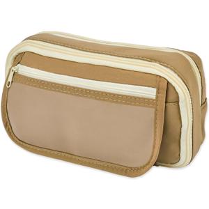 Pencil Case - Flip Cover Large Capacity Aesthetic Pencil Pouch with Sturdy Zipper, Mesh Stationery Organizer Pen Pouch with Compartments for College, office, Travel, for Women Men(Brown)