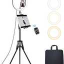 Elitehood 12’’ Ring Light with Tripod Stand (72’’ Tall) & iPad/Phone Holder, Dimmable Selfie Circle LED Lights Ringlight for Video Recording, Conference, Makeup, Laptop, Computer, Webcam, YouTube