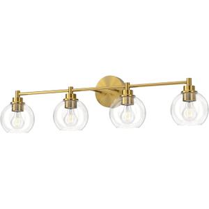 VONLUCE Bathroom Light Fixtures, 4-Light Vanity Light with Globe Glass Shades E26 Sockets, Bathroom Lights Over Mirror for Bedroom Hallway Living Room, Gold Finish
