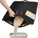 Cat Litter Mat-30"X24" Large Litter BoxTrapping Mat for Kitty EVA Honeycomb Double Layer Design, Urine & Waterproof with Handle Design Easier to Clean, Washable, Black