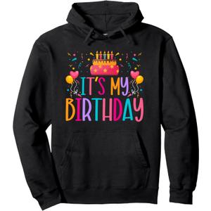 Its My Birthday Cute Birthday Cake Balloons Women Girls Kids Pullover Hoodie, size Small