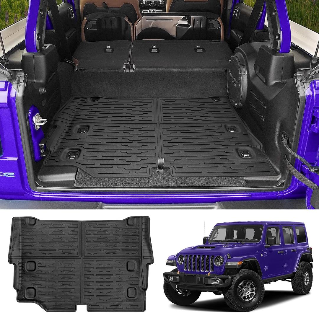Cargo Liner Fit for 2021-2025 Jeep Wrangler JL Unlimited 4XE 4 Door, Cargo Mat TPE Trunk Mat All-Weather Protection Trunk Liners for 2024 Jeep Wrangler JL/JLU Accessories