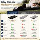 Memory Foam Camping Mattress Pad,Sleeping Pad for Camping,Non-Slip Bottom Floor Car Mattress Bed with Retaining Portable Roll up Mattress Pad Mat for Travel Truck Guest Bed Tent