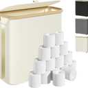 Toilet Paper Storage Basket with Lid and Handle, Foldable Toilet Paper Basket Organizer for Bathroom, Large Capacity Toilet Paper Holder with Storage for 12 Mega or 16 Regular Rolls, Beige (35L)