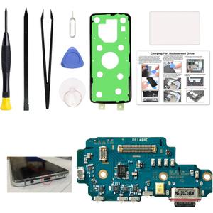 Charging Port Replacement Kit Compatible with Galaxy S22 Ultra US Version, Dock Board USB-C Connector Only for S22 Ultra SM-S908U, SM-S908U1, SM-S908W, with Instruction Manual, Toolkit
