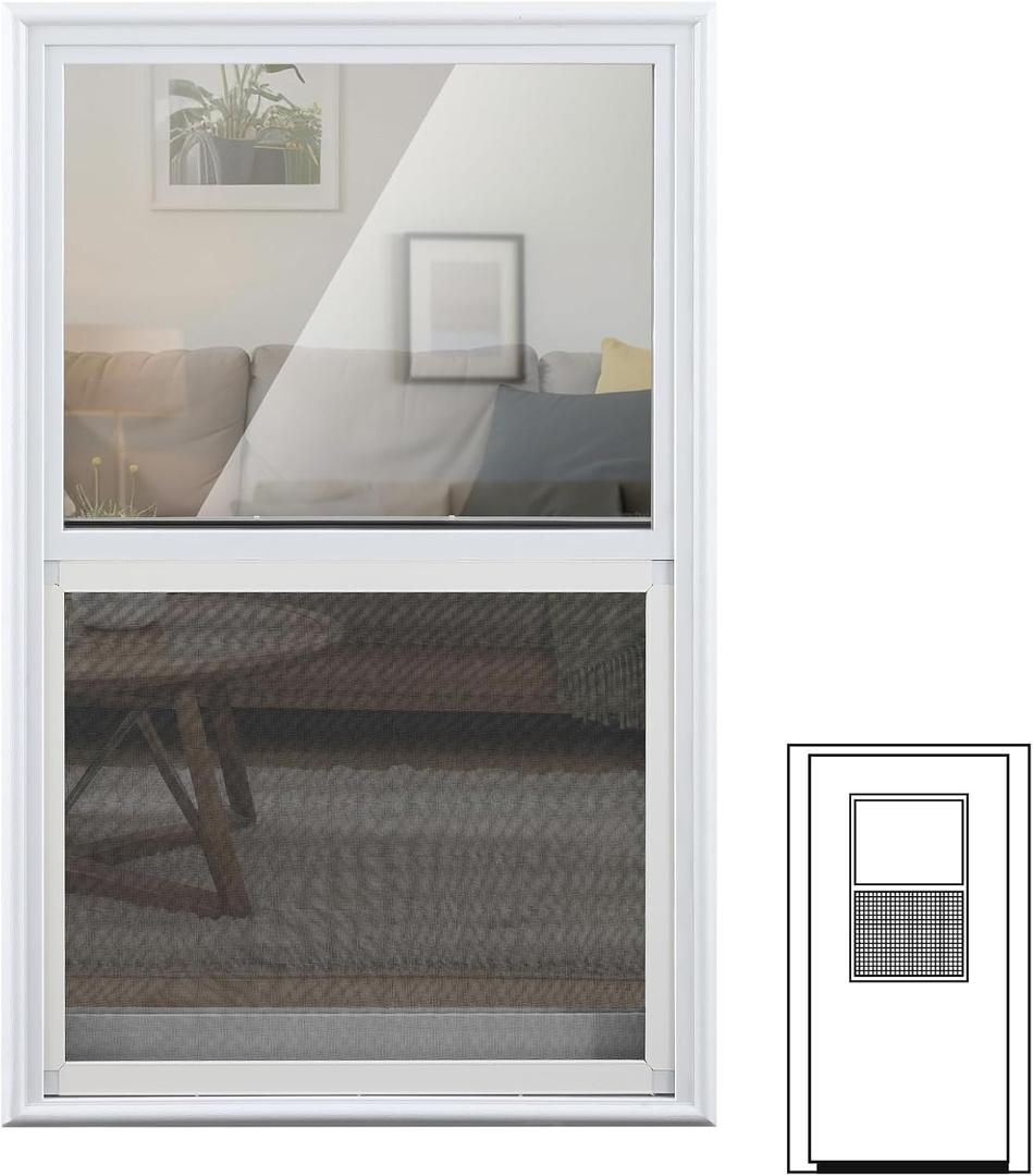 DoubleFill 24" x 38" Door Glass Insert Replacement Kit for Front or Exterior Doors, Venting Sliding Window with Screen, Double Pane Tempered Glass Insert for 1-3/4" Doors Home Improvement