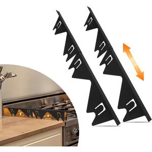 FLSEPAMB Stainless Steel Stove Gap Covers (2 Pack), Adjustable Oven Side Gap Filler, Heat Resistant, Easy to Clean for Countertop and Electric Stove, Adjustable Length 13.8'' to 27.5'', Width 0.79"