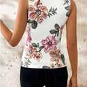 SOLY HUX Women's Deep V Neck Floral Tank Top Summer Sleeveless Shirt Slim Fitted Elegant Tops (S)