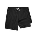 SurfTrak Swim Trunks Mens Bathing Suit 5 inch Inseam Compression Liner Beach Swim Shorts Lightweight Quick Dry Pockets Black (Black, XL)