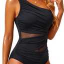 Aqua Eve Womens One Piece Swimsuits - Tummy Control One Shoulder Bathing Suit Cut Out Swimwear 2026 (Medium, Black)