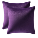 DEZENE 18x18 Throw Pillow Cases Purple: 2 Pack Cozy Soft Velvet Square Decorative Pillow Covers for Farmhouse Home Decor