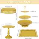 Fivenl 8 Pcs Cake Stand Gold Metal Dessert Table Display Set, 3-Tier Cupcake Stand, Cake Display Tower and Cookie Tray Rack Serving Tray for Birthday Party, Weddings, Baby Shower (Gold)