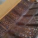 Room Divider Wood Screen - Rajasthan Antique Brown - 4 Panel Folding 72 x 80 - Intricate Hand Carved Decorative Functional Versatile Portable Partition Reversible Freestanding Privacy - COTTON CRAFT