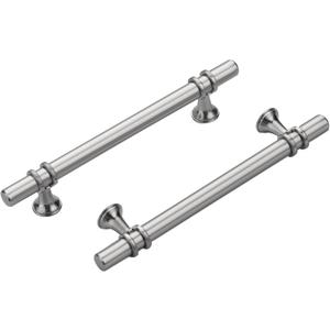 10 Pack Brushed Nickel Cabinet Pulls Silver Kitchen Cabinet Handles 5 Inch Satin Nickel Drawer Pulls for Dresser Bathroom,Zinc Alloy Base (Hole Center:5 inch (128mm))