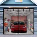 Garage Door Screen for 1 Car Garage 9x8FT, Magnetic Screen Garage with Retractable Fiberglass Mesh and Heavy Duty Weighted Bottom, Easy Assembly & Pass, Hands Free Screen Door Kit
