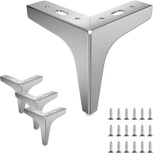 6 Inch Furniture Legs Silver Metal Dresser Legs Set of 4, 6 Inch / 150mm