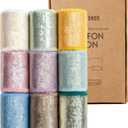 KEOSREE Multicolour Silk Chiffon Ribbon,Frayed Shimmery Silk Ribbon for Bridal Flower Bouquet Christmas Gift Wrapping Wedding Decor Invitations Decorations 1.5" x 18 Yards (2Yards X 9 Rolls)