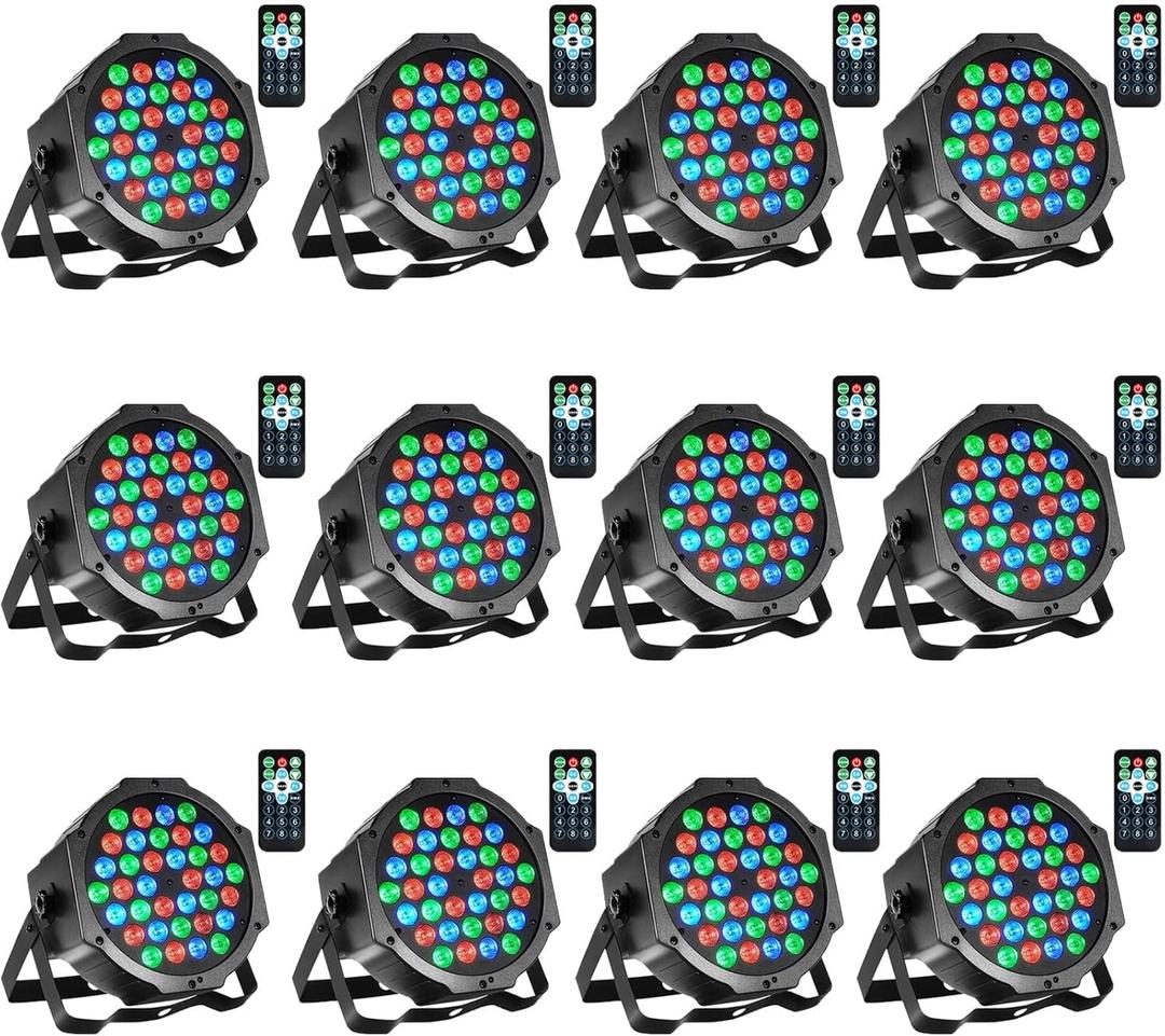 Litake Stage Lights Par Lights DJ Party Light Corded RGB 36 LED with DMX Controller Sound Activated Remote Control DJ Uplights for Events Wedding Party Club Bar Dance Gratulation Stage Lighting 12 PCS
