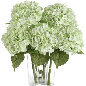 Coferset Light Green Hydrangea Artificial Flowers 3pcs Lifelike Faux Hydrangea Real TouchArtificial Flowers for Outdoors Home Wedding Christmas Office Party Living Room Decoration,22inch