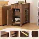 End Table with Charging Station 24'' Nightstand with Charging Station Vintage Side Table with Storage Wooden Sofa Side Table and Outlets Bedside Table for Living Room Office Bedroom (Brown)