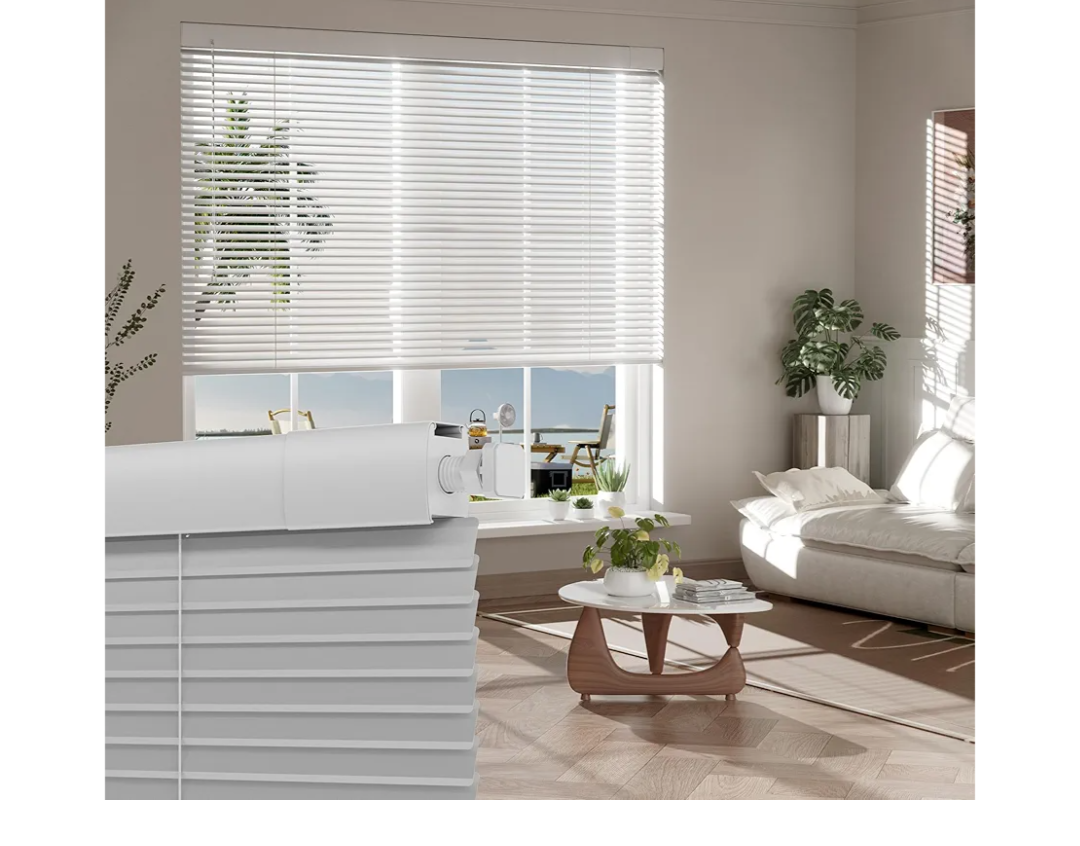 No Tools-No Drill Mini Blinds for Indoor Windows Cordless 1" Slat Blackout Aluminum Horizontal Window Blinds Waterproof for Office,Home,Door, White, Custom Size