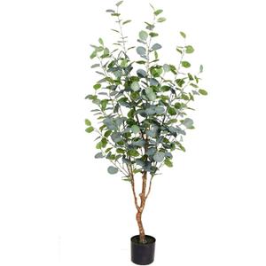 Simulation Tree Elegant Simulated Eucalyptus Tree, 120 cm Artificial Green Plant Potted Plants, Both Indoor and Outdoor, Artificial Bonsai Tree, Bianco