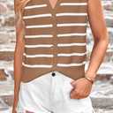 NALANISA Women's Trendy Striped Sweater Vest V Neck Sleeveless Button Up Tank Tops Y2k Shirts Casual Business Summer Outfits (XL)