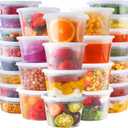 Deli Containers with Lids 50 Sets - Pint Plastic Soup Containers 16oz 8oz Clear Food Storage Containers with Lids Leakproof, Reusable Take Out for Restaurant, Microwave/Freezer/Dishwasher Safe
